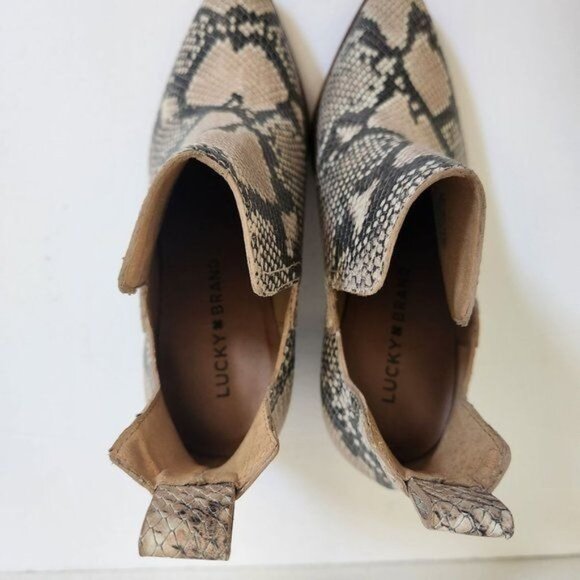 Lucky Brand Jabilo Snake Print Leather Block Heel Western Booties - Picture 7 of 9